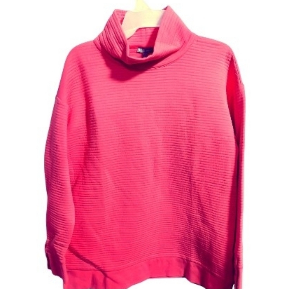 T By Talbots Women's  High neck Sweatshirt Sz Small Pink Pull Over Rib NEW W-506